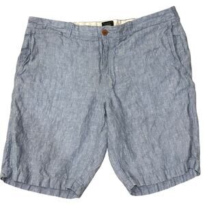 J Crew Irish Linen Flat Front Light Blue Shorts Size 36x10  Baird McNutt